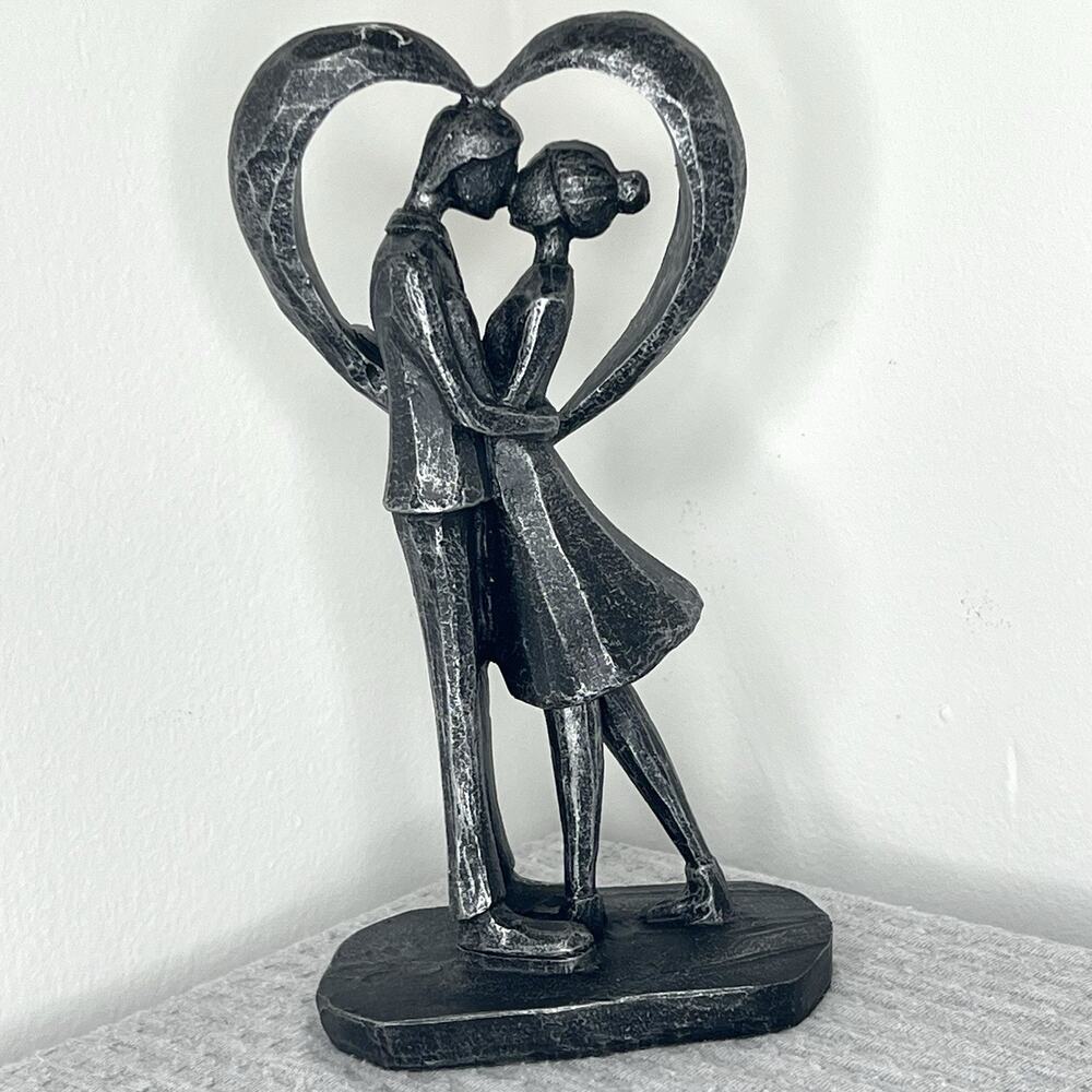 Romantic Couple Heart Figurine Sculpture Statue Anniversary Decor Gift Love